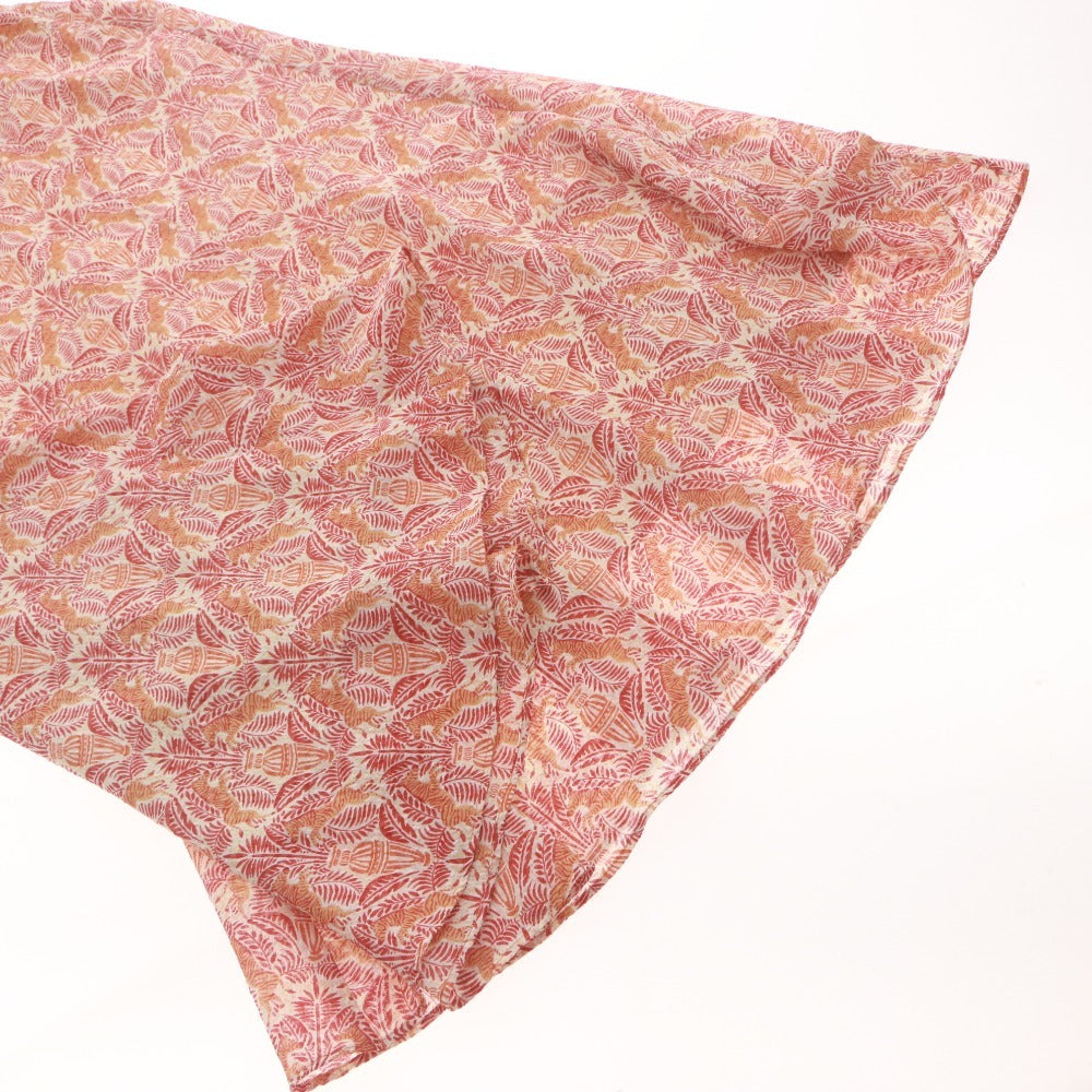 ■ MICHEL KLEIN Flared Skirt, Long Bottoms, Animal and Floral All-Over Print, Made in Japan, Women's 38 (M equivalent), Red, Orange, Beige, etc.