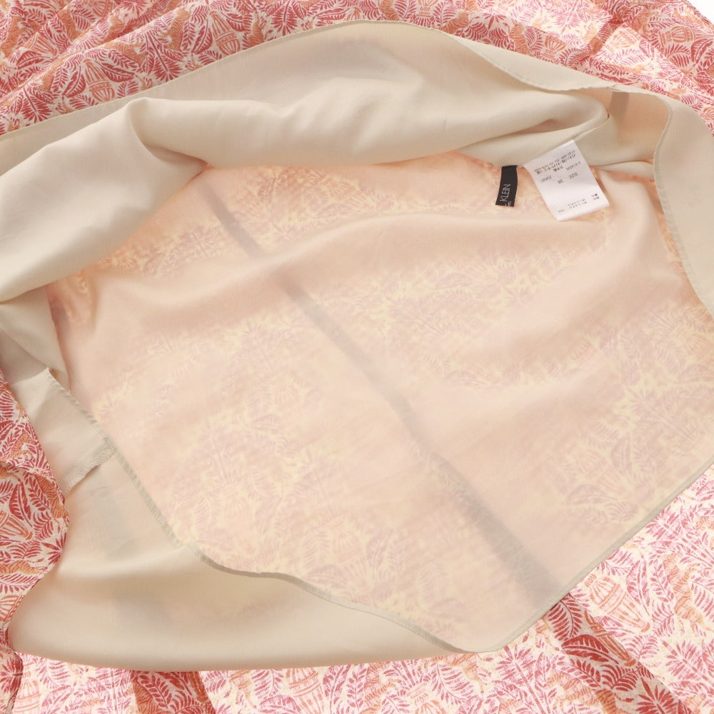 ■ MICHEL KLEIN Flared Skirt, Long Bottoms, Animal and Floral All-Over Print, Made in Japan, Women's 38 (M equivalent), Red, Orange, Beige, etc.