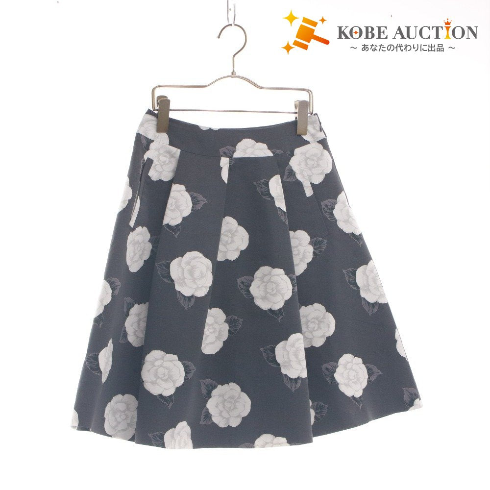 ■ M'S GRACY Flare Skirt Knee-Length Bottom Floral Print Made in Japan EA-527701-2 Women's 38 (M equivalent) White Gray