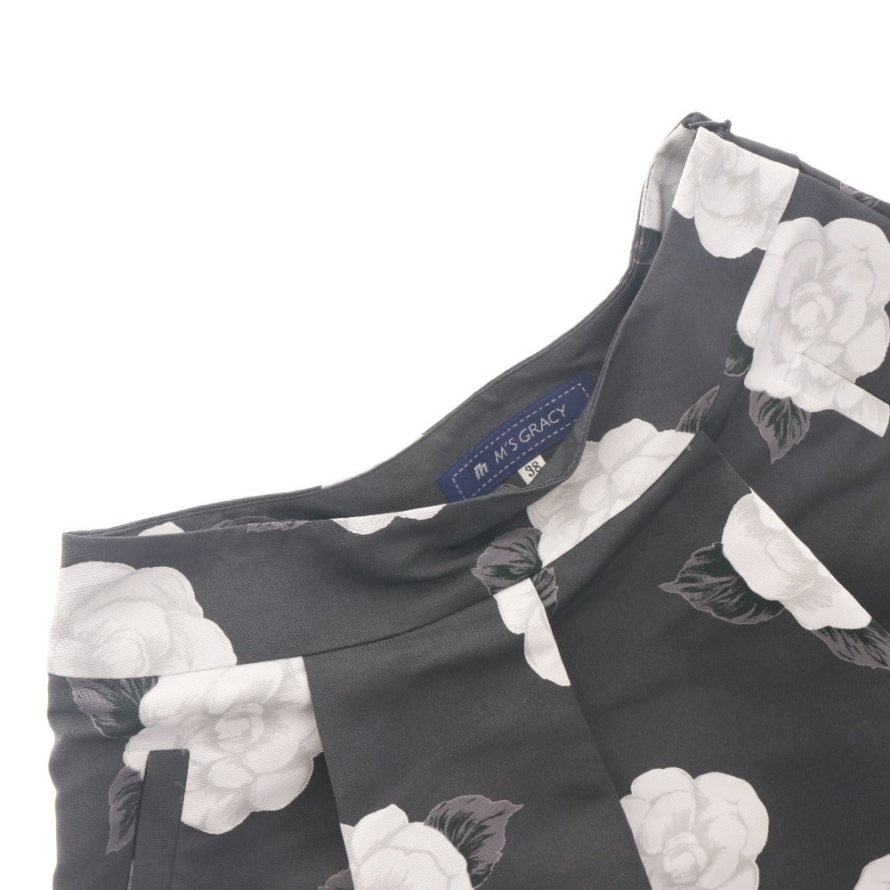 ■ M'S GRACY Flare Skirt Knee-Length Bottom Floral Print Made in Japan EA-527701-2 Women's 38 (M equivalent) White Gray