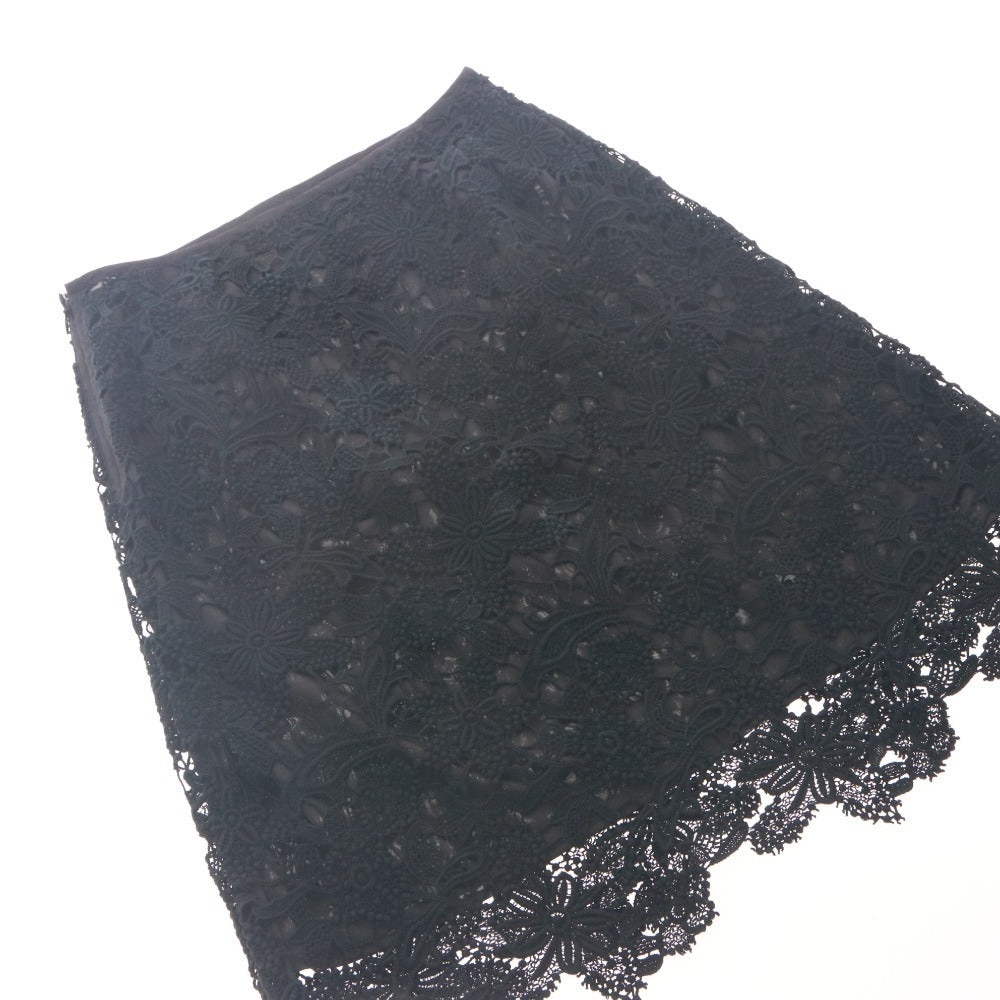 ■ chamois シャミー ジオン商事 タイトスカート ひざ丈 ボトムス 花柄 レース フラワー レディース C(Sサイズ) 黒 タグ付き 未使用