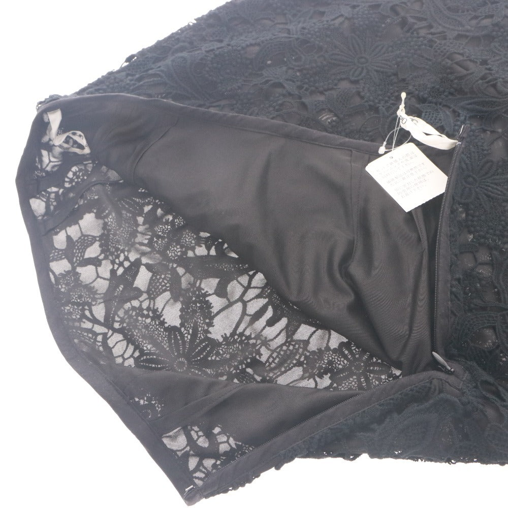 ■ chamois シャミー ジオン商事 タイトスカート ひざ丈 ボトムス 花柄 レース フラワー レディース C(Sサイズ) 黒 タグ付き 未使用