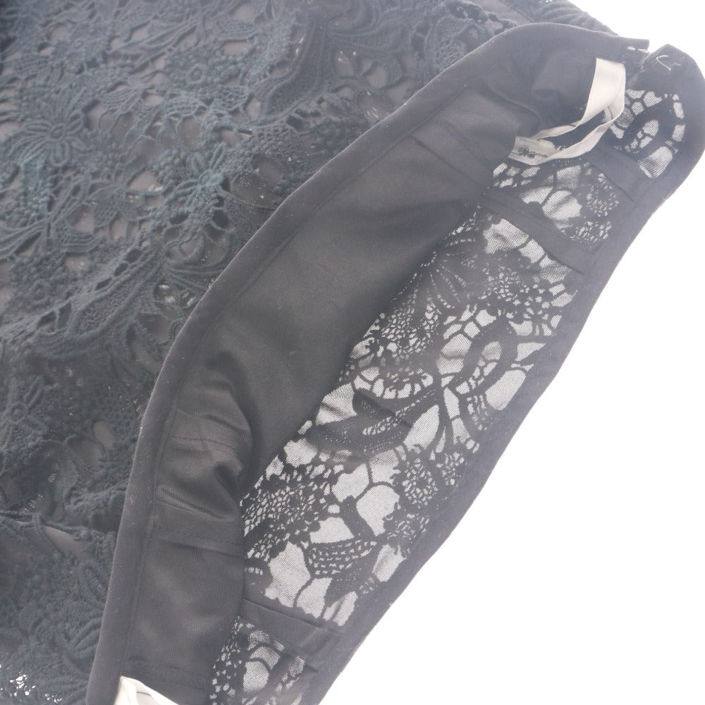 ■ chamois シャミー ジオン商事 タイトスカート ひざ丈 ボトムス 花柄 レース フラワー レディース C(Sサイズ) 黒 タグ付き 未使用
