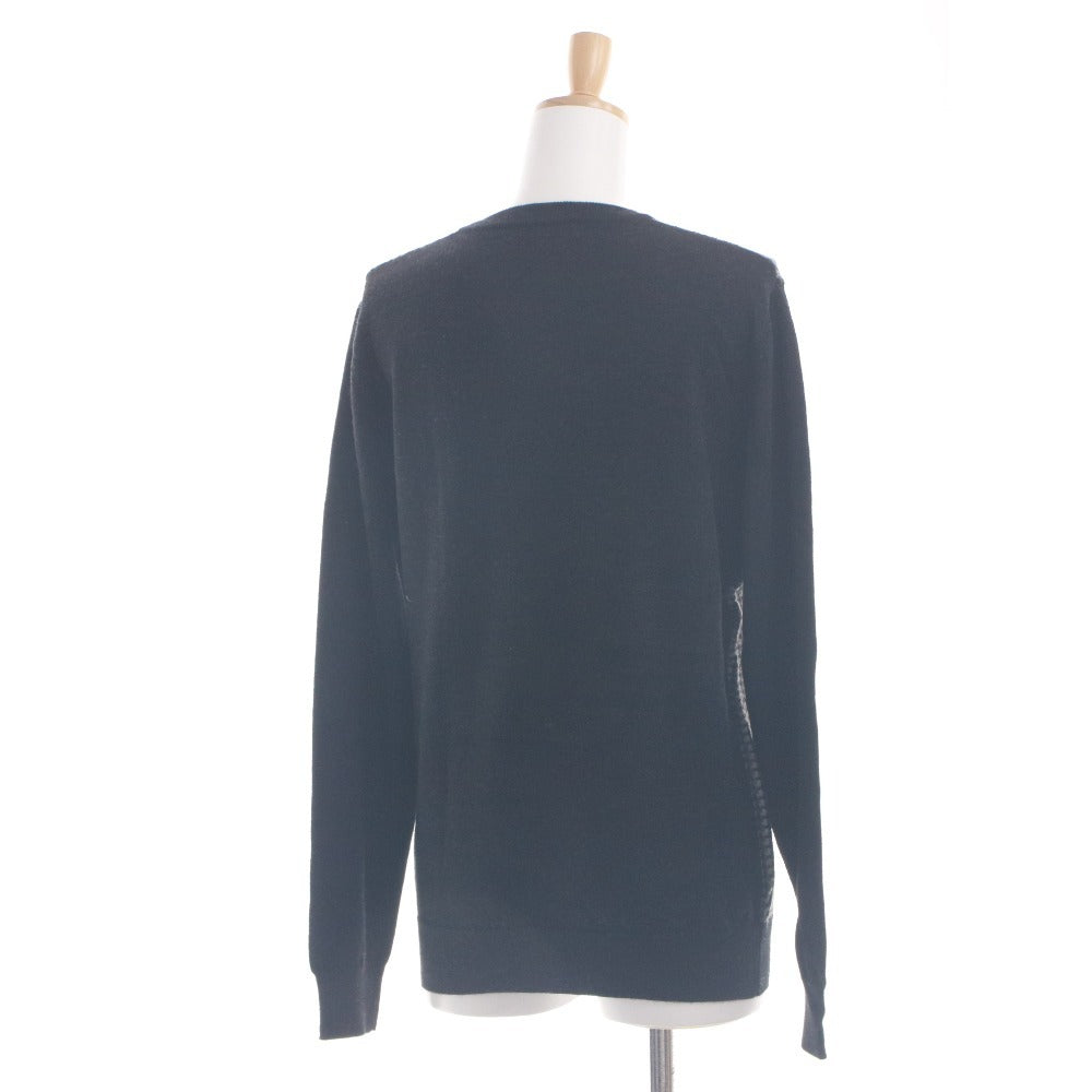 ■ COMME CA MEN Sweater Long Sleeve Top Knit Pullover Crew Neck Houndstooth Women's L Black Gray