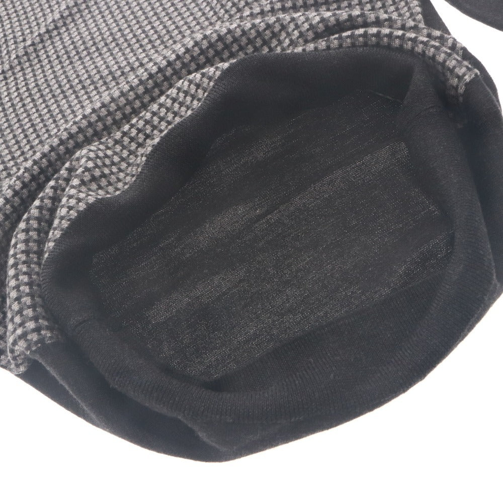 ■ COMME CA MEN Sweater Long Sleeve Top Knit Pullover Crew Neck Houndstooth Women's L Black Gray