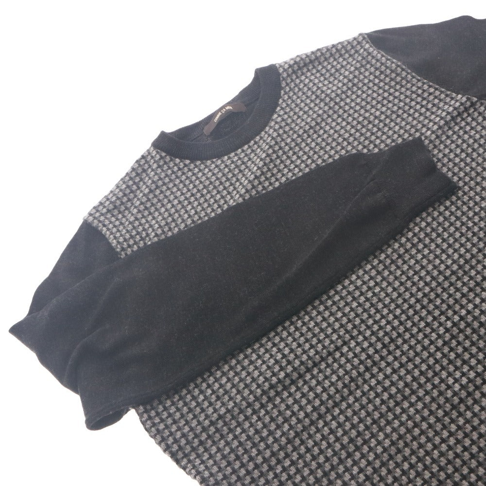 ■ COMME CA MEN Sweater Long Sleeve Top Knit Pullover Crew Neck Houndstooth Women's L Black Gray
