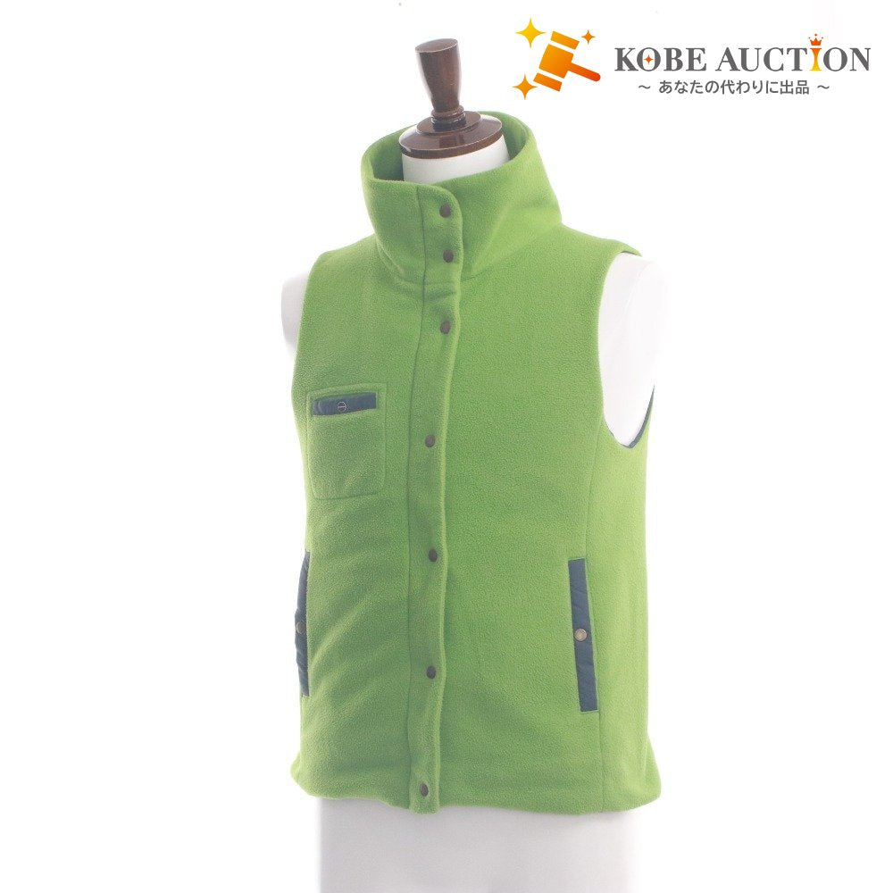 ■ AIGLE Reversible Vest Nylon x Fleece High Neck 2-Way Top Outerwear Women's Men's M Green Navy