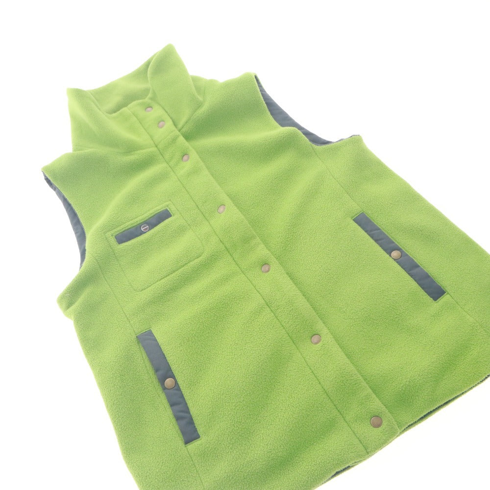 ■ AIGLE Reversible Vest Nylon x Fleece High Neck 2-Way Top Outerwear Women's Men's M Green Navy