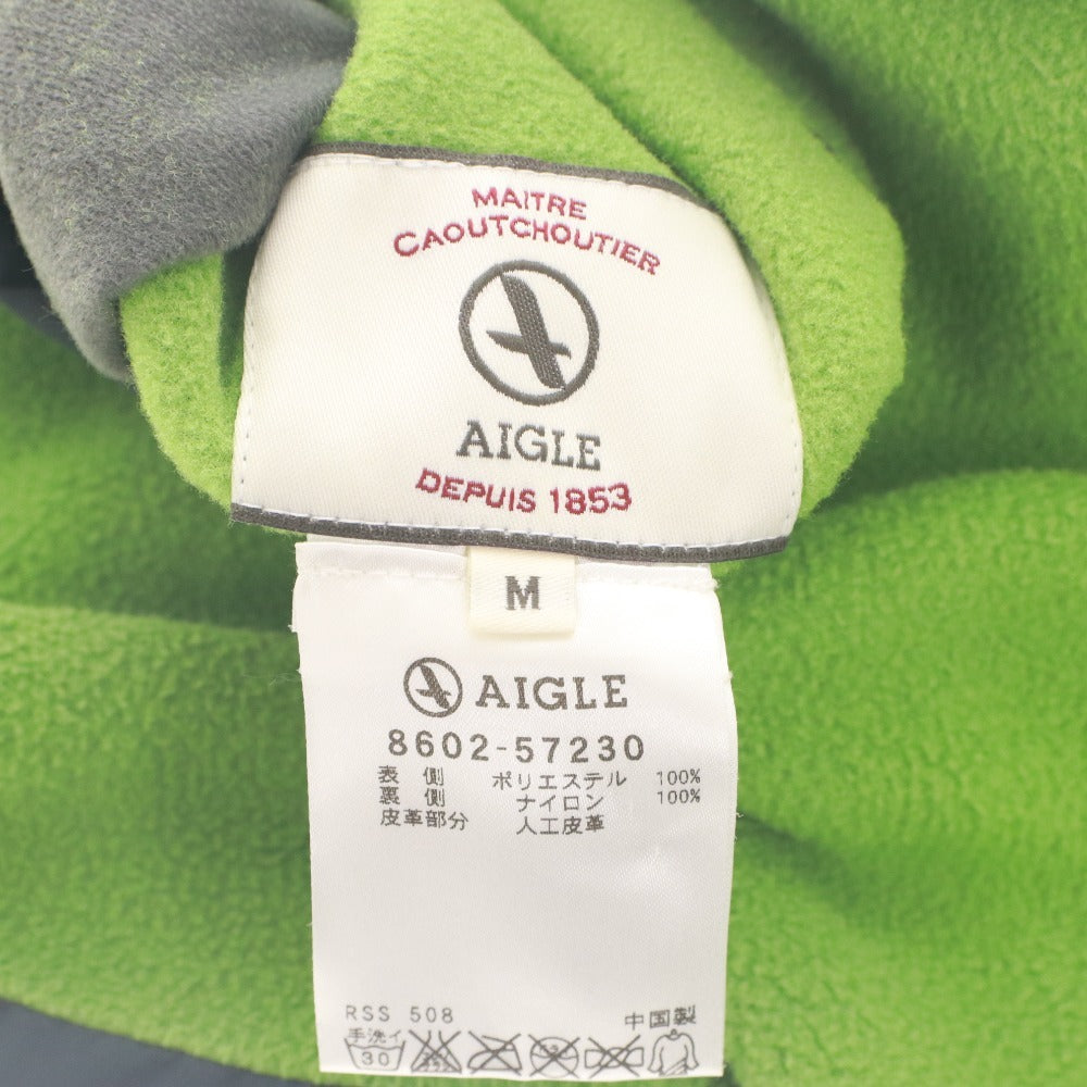 ■ AIGLE Reversible Vest Nylon x Fleece High Neck 2-Way Top Outerwear Women's Men's M Green Navy