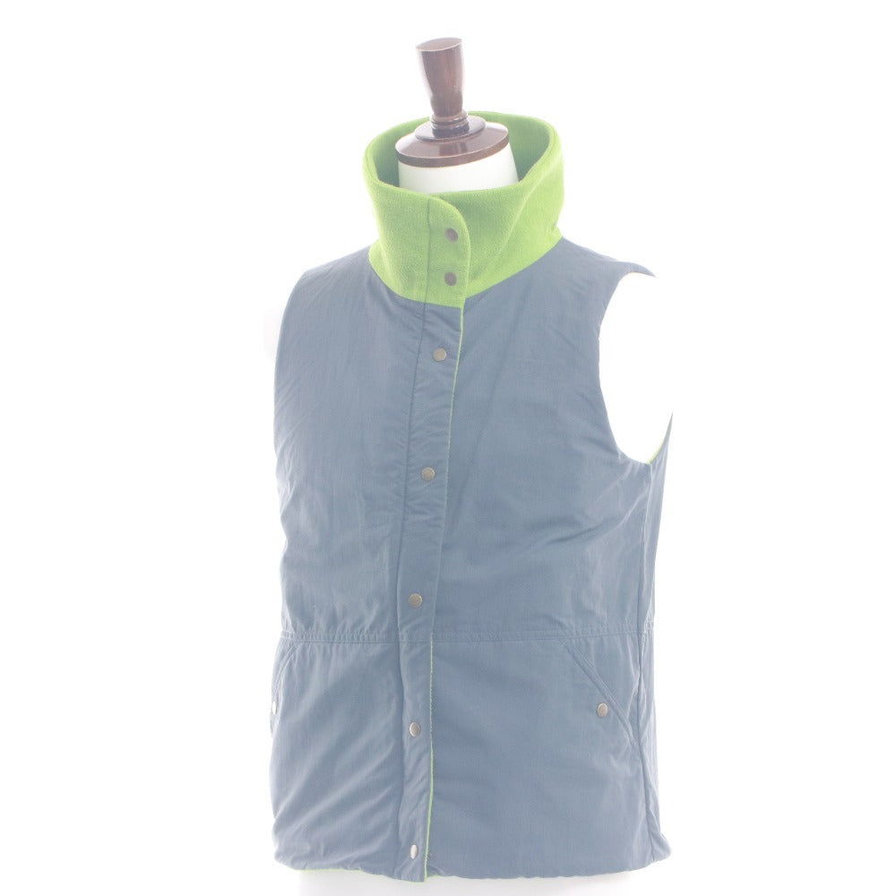■ AIGLE Reversible Vest Nylon x Fleece High Neck 2-Way Top Outerwear Women's Men's M Green Navy