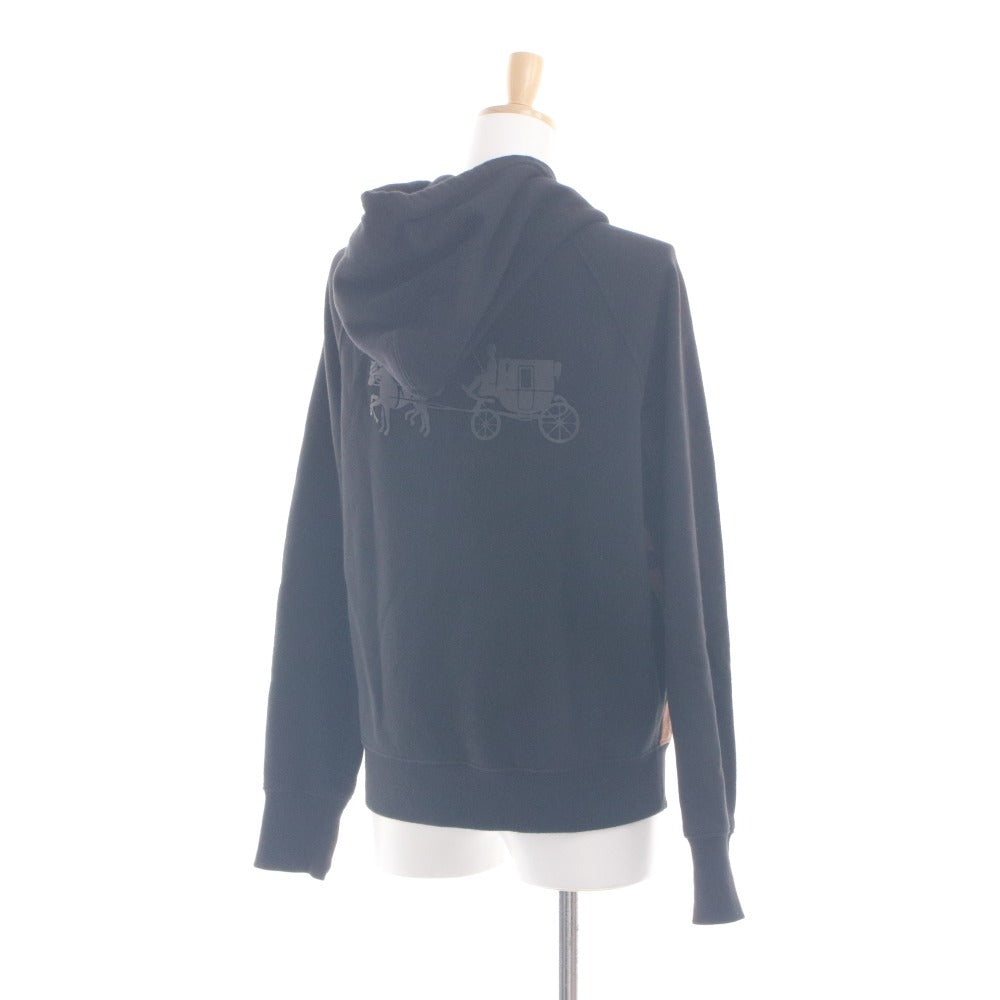 ■ COACH Hoodie Long Sleeve Outer Saddledot Full-Zip Hoodie Fleece Hooded Men's Women's XS Black Brown