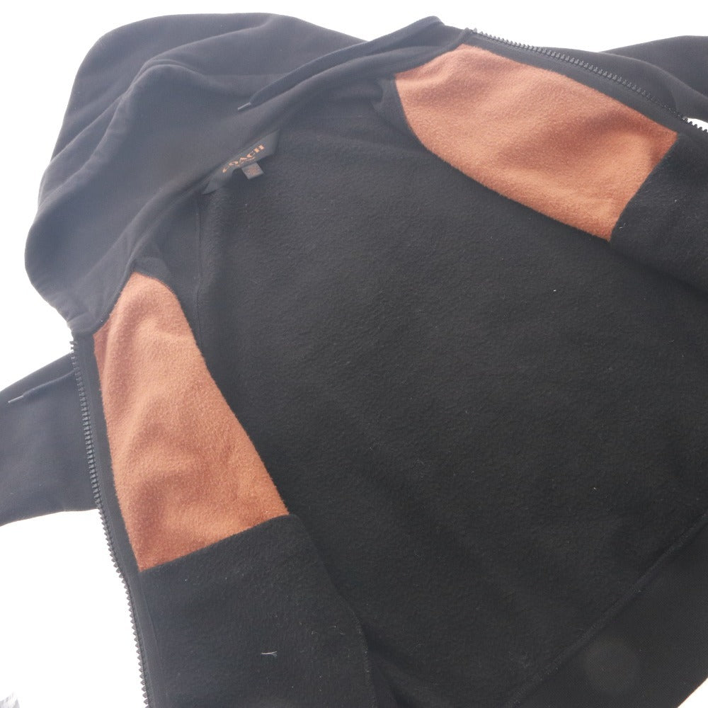 ■ COACH Hoodie Long Sleeve Outer Saddledot Full-Zip Hoodie Fleece Hooded Men's Women's XS Black Brown