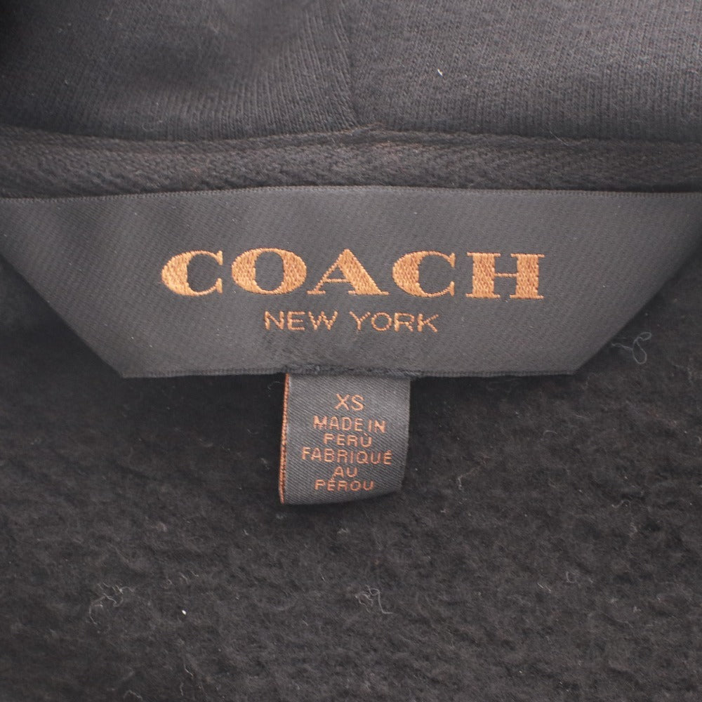 ■ COACH Hoodie Long Sleeve Outer Saddledot Full-Zip Hoodie Fleece Hooded Men's Women's XS Black Brown