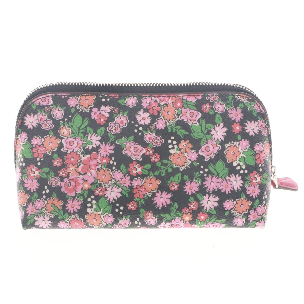 ■ COACH Cosmetic Pouch F57597 Floral Logo Horse and Carriage Cosmetic Case Small Item Holder Women's Multi-color Black Pink Orange Red, etc.