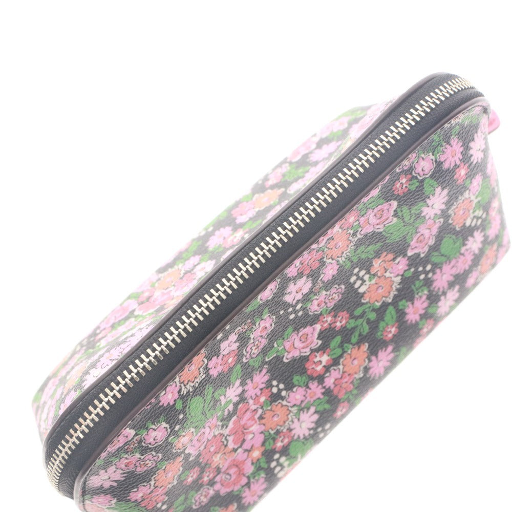 ■ COACH Cosmetic Pouch F57597 Floral Logo Horse and Carriage Cosmetic Case Small Item Holder Women's Multi-color Black Pink Orange Red, etc.