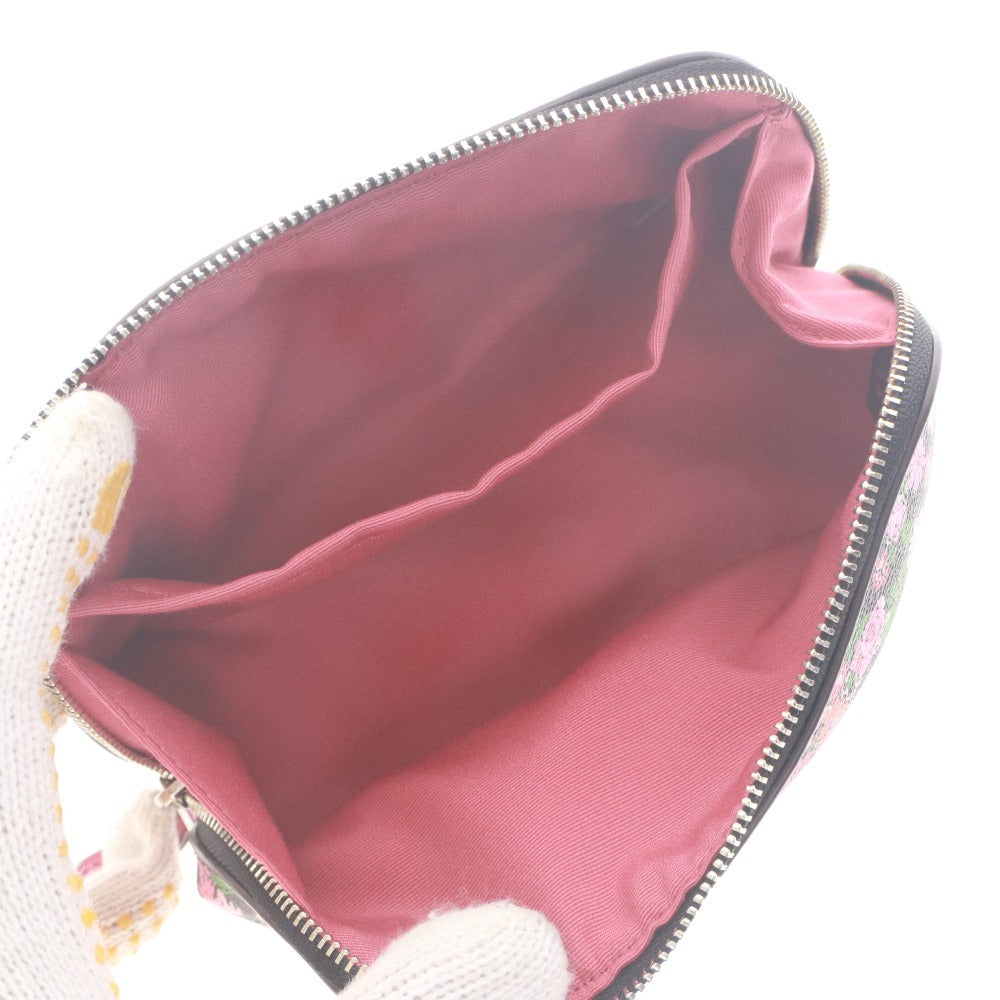■ COACH Cosmetic Pouch F57597 Floral Logo Horse and Carriage Cosmetic Case Small Item Holder Women's Multi-color Black Pink Orange Red, etc.