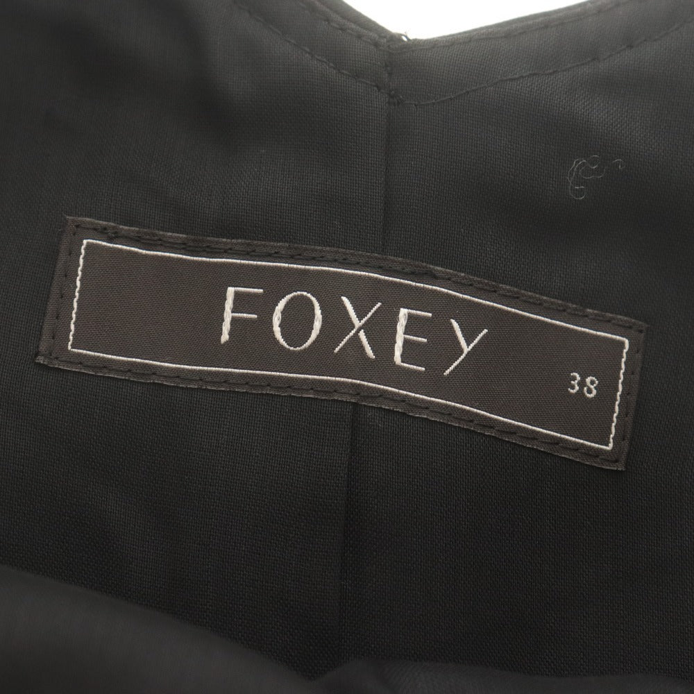 ■ FOXY Dress Sleeveless Knee-Length Top Bottom Silk Blend Ribbon Ladies 38 (M size equivalent) Black