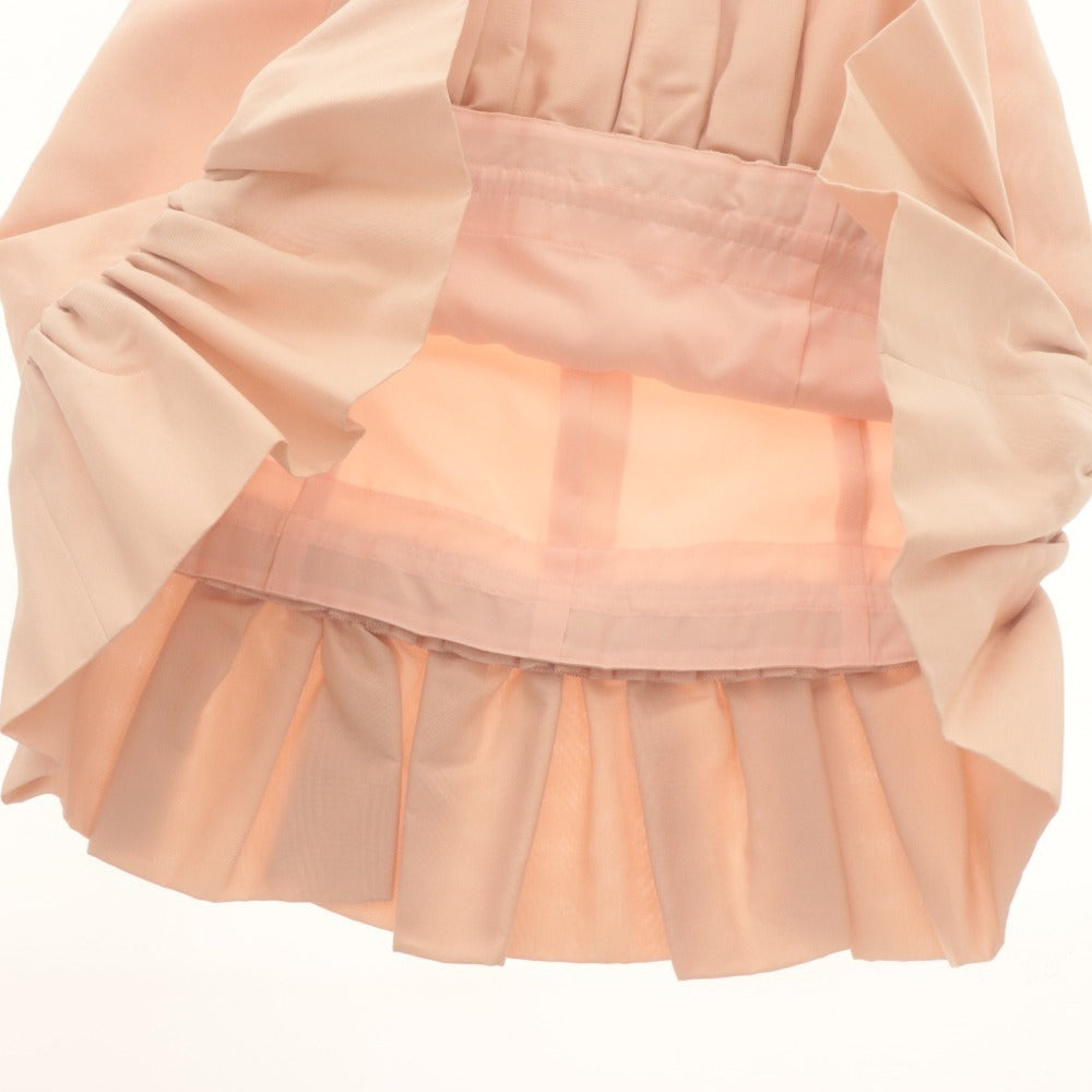 ■ FOXY Dress Sleeveless Knee-Length Top Silk Bijou Flared Hem Ribbon Ladies 38 Pink Beige