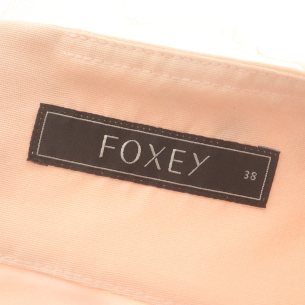 ■ FOXY Dress Sleeveless Knee-Length Top Silk Bijou Flared Hem Ribbon Ladies 38 Pink Beige