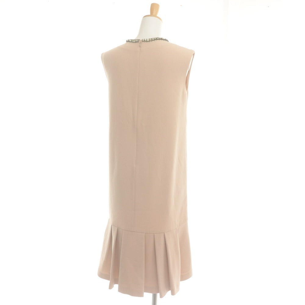 ■ Grace Class Dress Sleeveless Knee-Length Top Ribbon Bijou Flare Ladies 36 Pink Beige