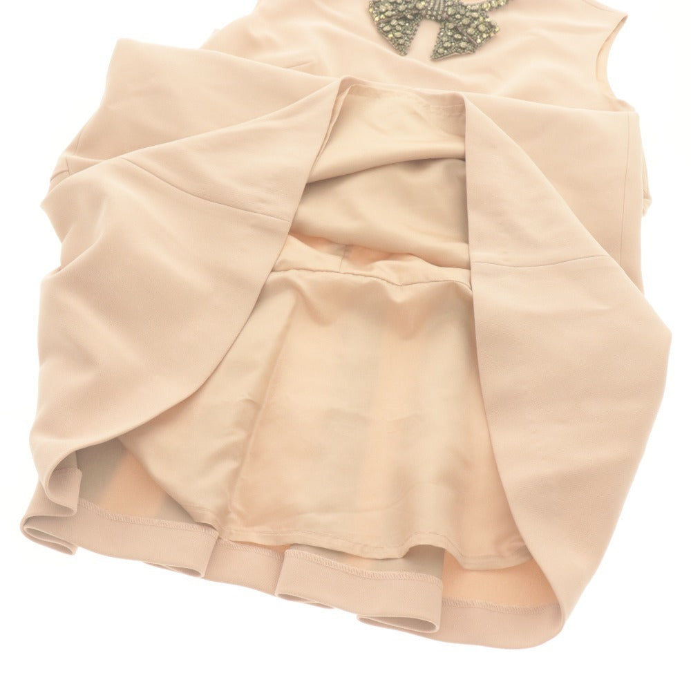 ■ Grace Class Dress Sleeveless Knee-Length Top Ribbon Bijou Flare Ladies 36 Pink Beige