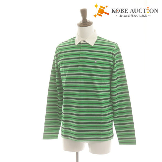 ■ VICTORINOX Polo Shirt Rugby Long Sleeve Top Rugby-style Striped Collar Logo Golf Wear Suitable Men's S Green Black & White With Tags Unused