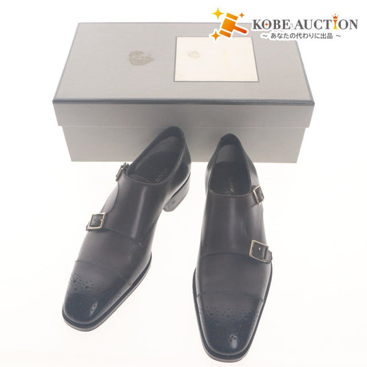 ■ トムフォード TOM FORD ドレスシューズ ダブルモンクストラップ 靴 ゴールド バックル メンズ 5(24cm相当）ダークブラウン 箱付き