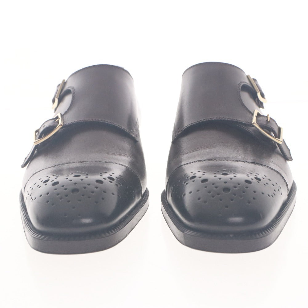 ■ トムフォード TOM FORD ドレスシューズ ダブルモンクストラップ 靴 ゴールド バックル メンズ 5(24cm相当）ダークブラウン 箱付き