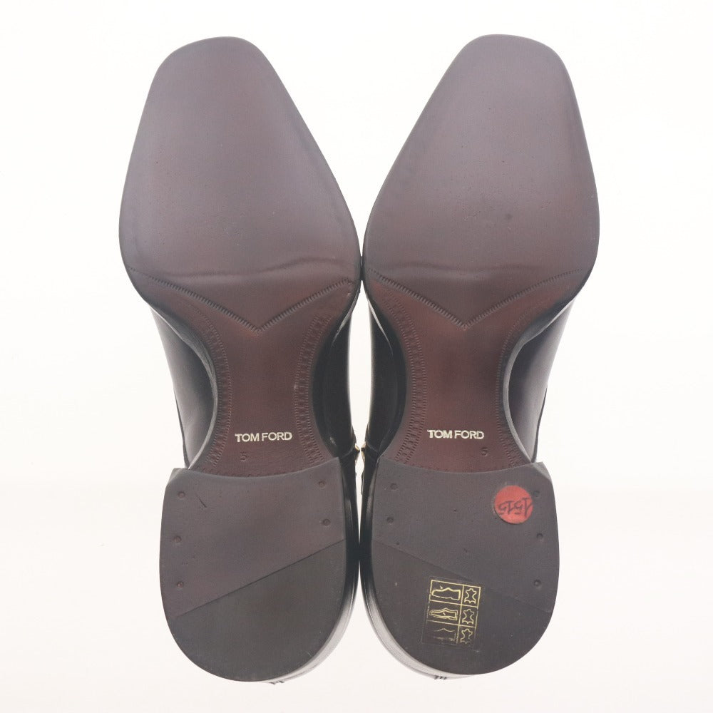 ■ トムフォード TOM FORD ドレスシューズ ダブルモンクストラップ 靴 ゴールド バックル メンズ 5(24cm相当）ダークブラウン 箱付き