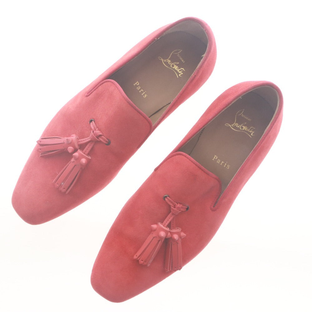■ クリスチャン ルブタン Christian Louboutin ローファー 靴 タッセル スエード メンズ 39(24~24.5相当）レッド