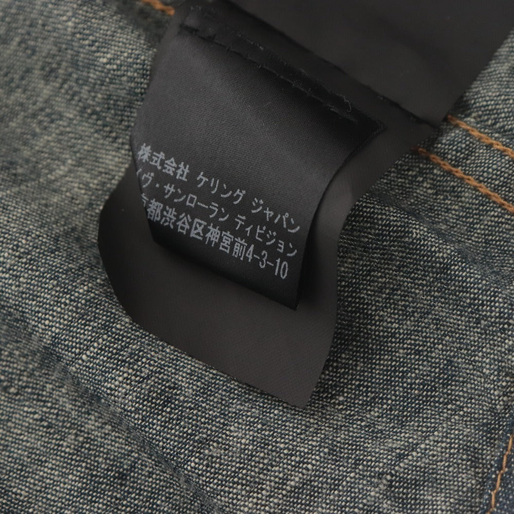 ■ Saint Laurent サンローラン デニムシャツ トップス 襟 長袖 ボタン 胸ポケット メンズ XS ダークネイビー系 未使用