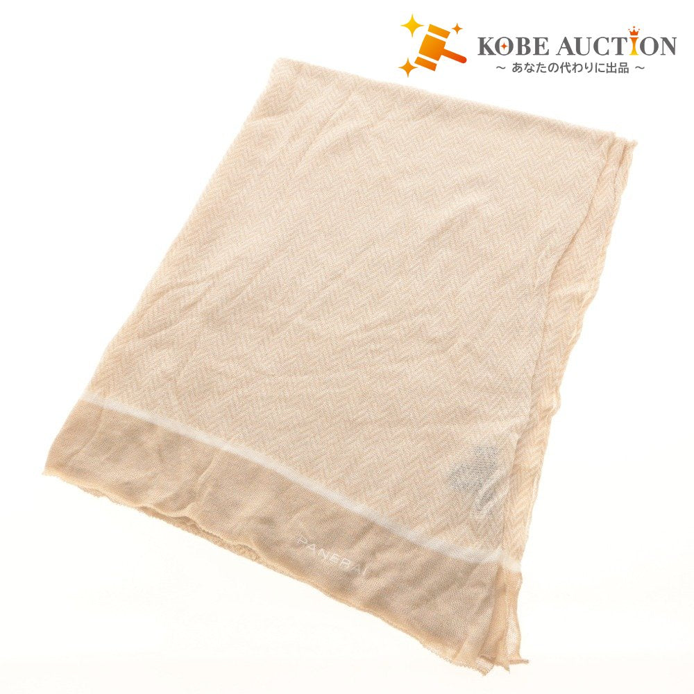 ■ OFFICINE PANERAI Large Stole Non-Sale Novelty Made in Italy Linen Silk Blend Light Beige with Bag