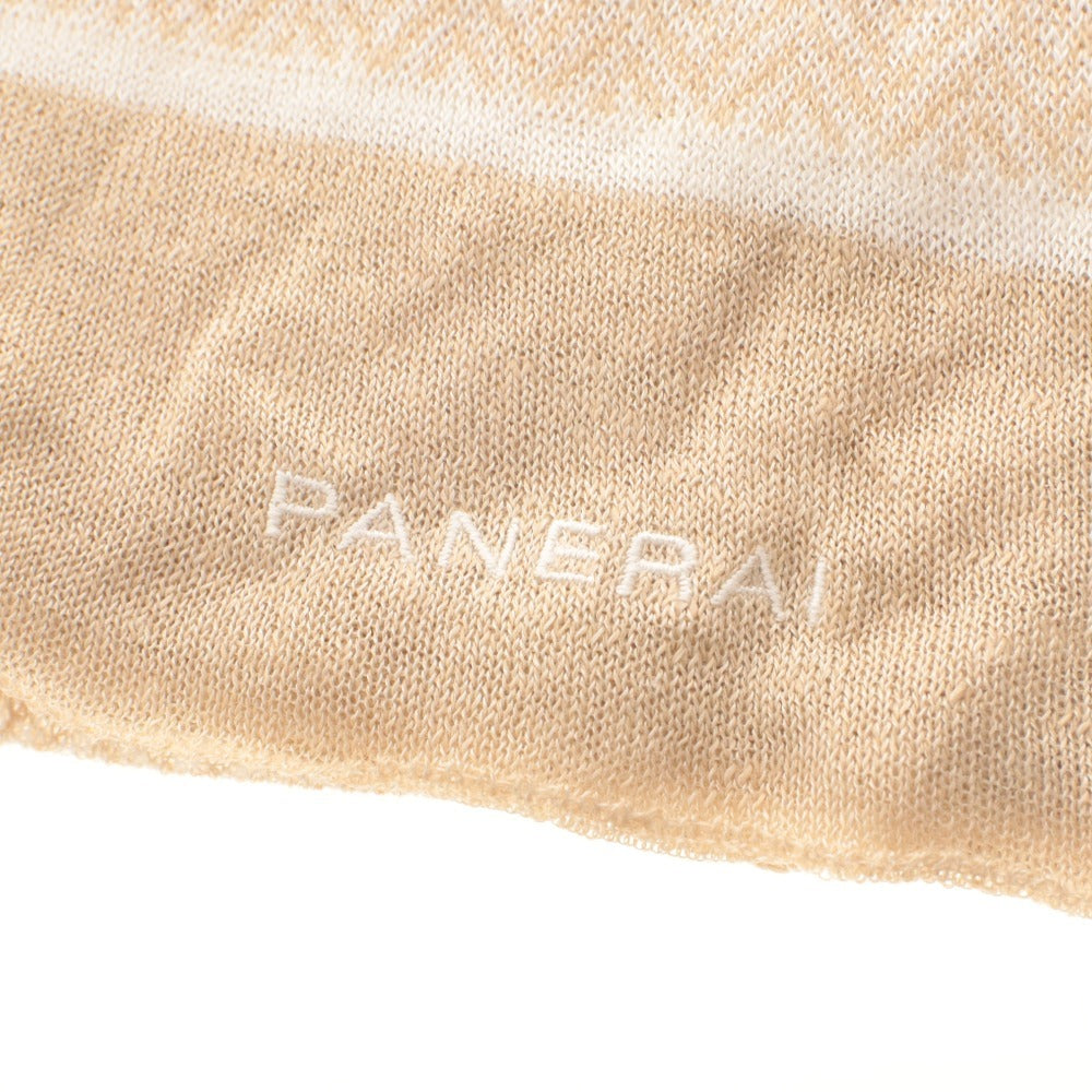 ■ OFFICINE PANERAI Large Stole Non-Sale Novelty Made in Italy Linen Silk Blend Light Beige with Bag