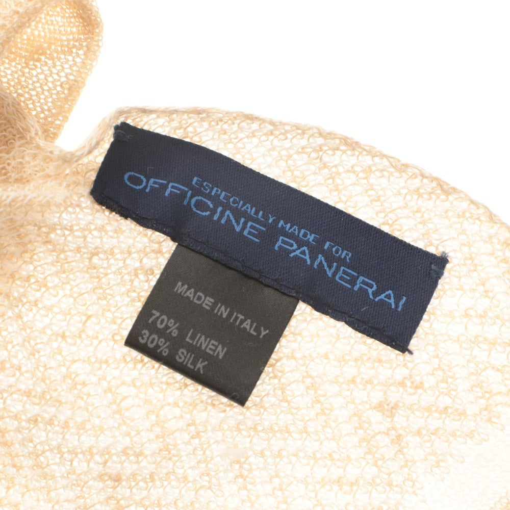 ■ OFFICINE PANERAI Large Stole Non-Sale Novelty Made in Italy Linen Silk Blend Light Beige with Bag