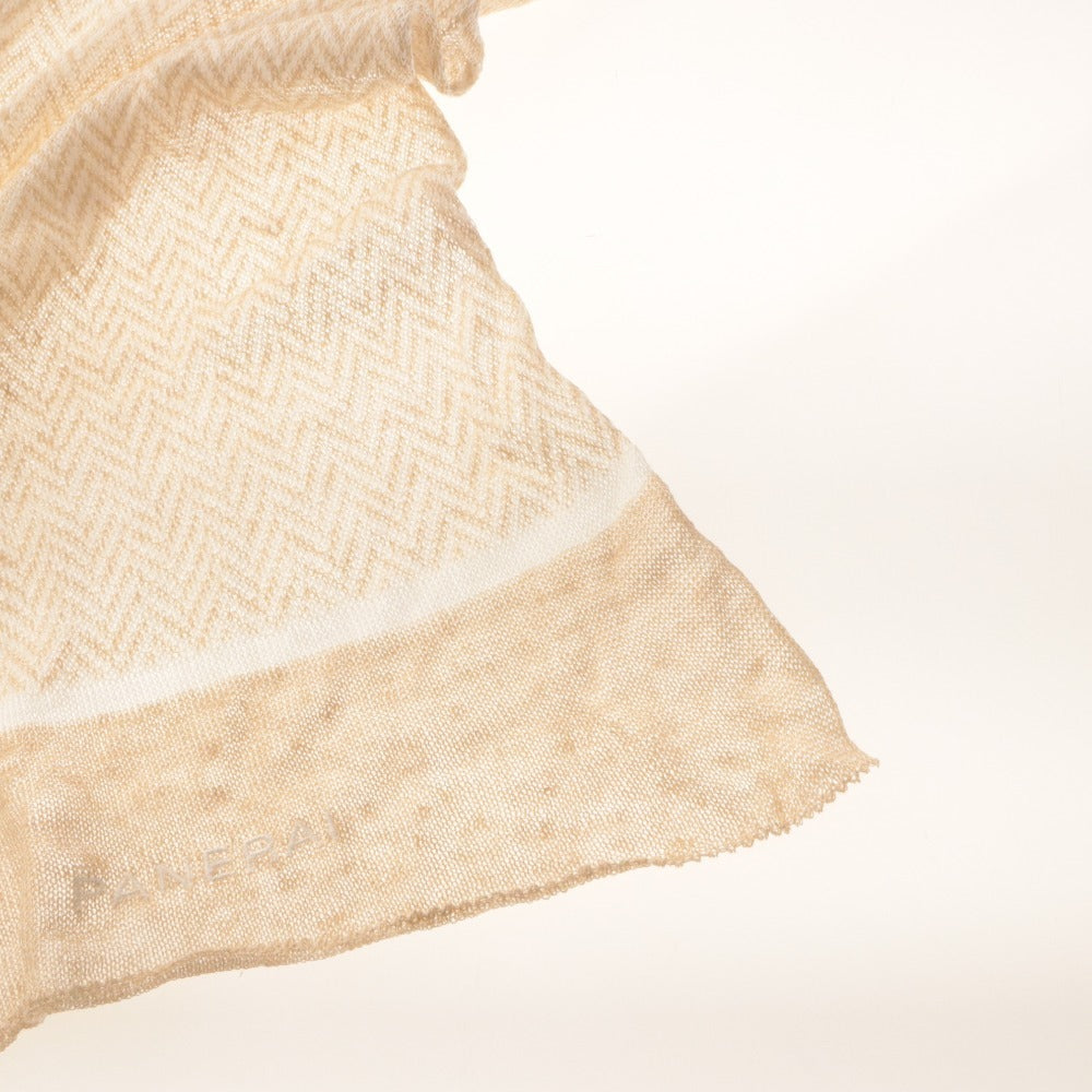 ■ OFFICINE PANERAI Large Stole Non-Sale Novelty Made in Italy Linen Silk Blend Light Beige with Bag