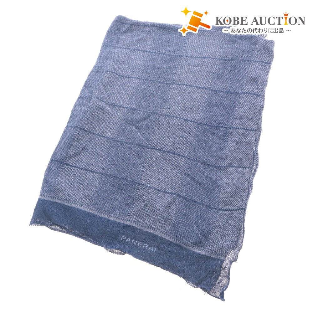 ■ Officine Panerai PANERAI Large Stole Non-Sale Novelty Italian-Made Linen Silk Blend Blue With Bag