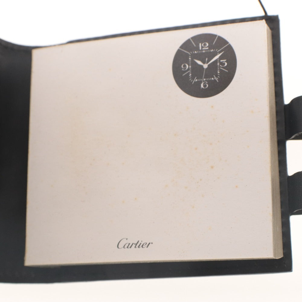 ■ Cartier カルティエ ミニノート ペン付き SIHH 2005 黒 革 レザー メモ帳 鉛筆 時計柄 ノベルティ 限定記念品 付属品付き 未使用(汚有)