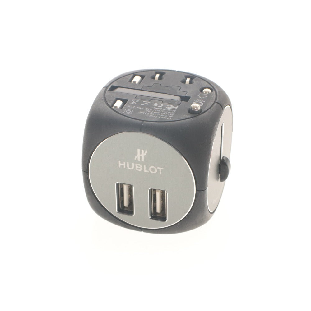 ■ Hublot Novelty Tumbler, Card Case, and Power Adapter with USB Port - 3-piece Set, Not for Sale, Bulk Sale, Unused, with Accessories