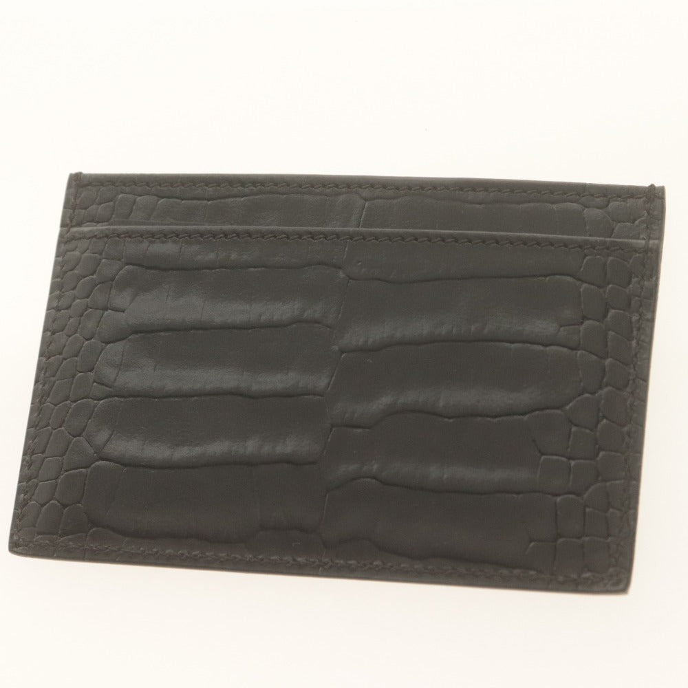 ■ Montblanc MONTBLANC Card Case, Business Card Holder, Pass Case, Croc-Embossed Leather, Black, With Accessories, Unused