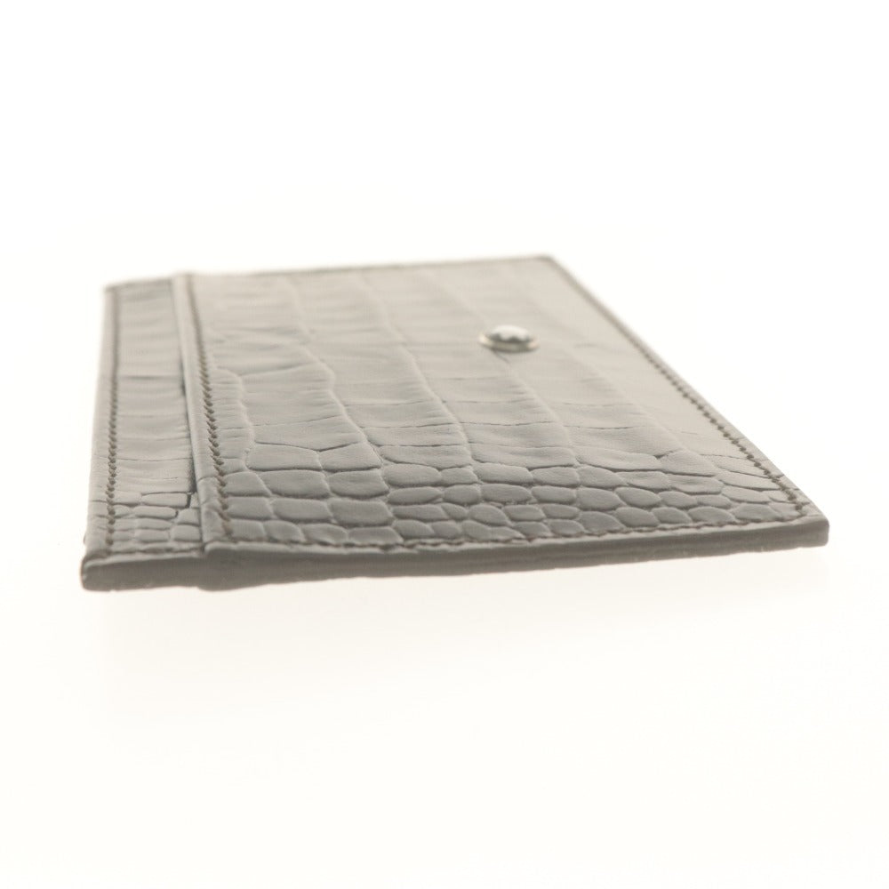 ■ Montblanc MONTBLANC Card Case, Business Card Holder, Pass Case, Croc-Embossed Leather, Black, With Accessories, Unused