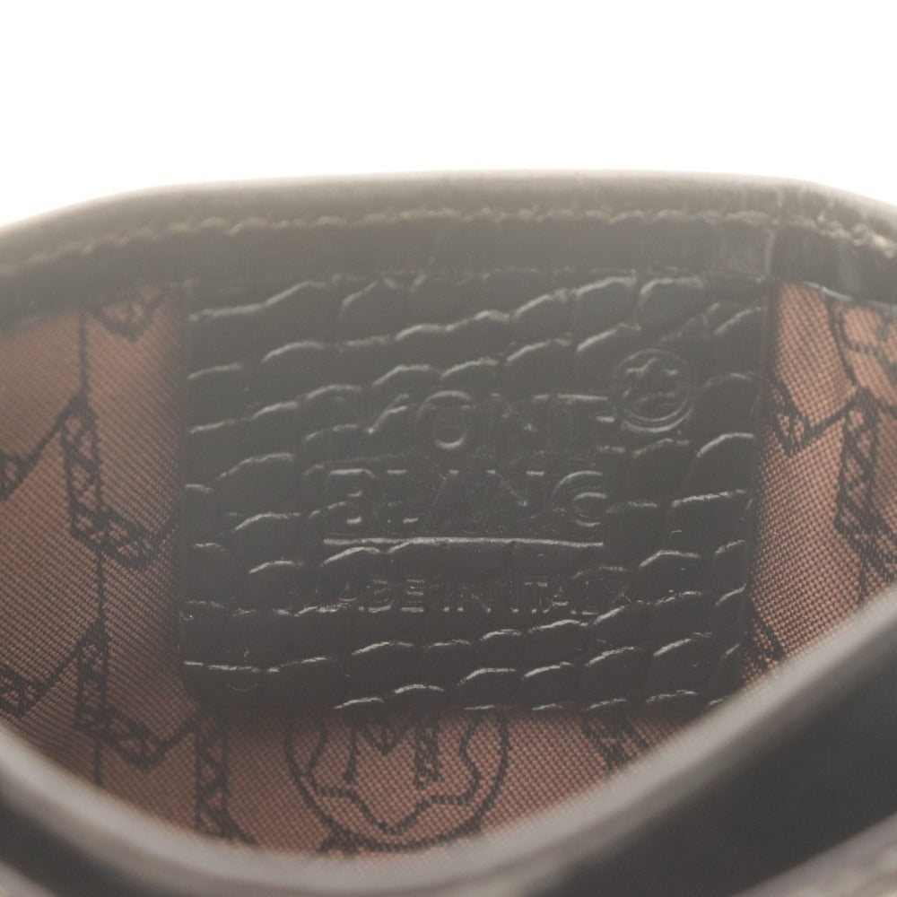 ■ Montblanc MONTBLANC Card Case, Business Card Holder, Pass Case, Croc-Embossed Leather, Black, With Accessories, Unused