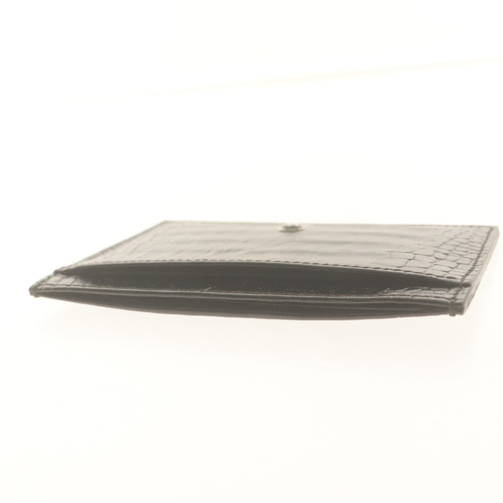 ■ Montblanc MONTBLANC Card Case, Business Card Holder, Pass Case, Croc-Embossed Leather, Black, With Accessories, Unused
