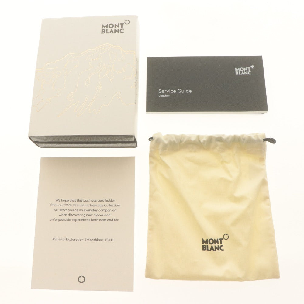 ■ Montblanc MONTBLANC Card Case, Business Card Holder, Pass Case, Leather, Black, With Accessories, Unused