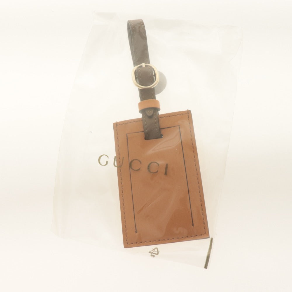 ■ GUCCI Name Tag Novelty Not for Sale Horse Gold Leather Orange Brownish Box Included Unused Unopened