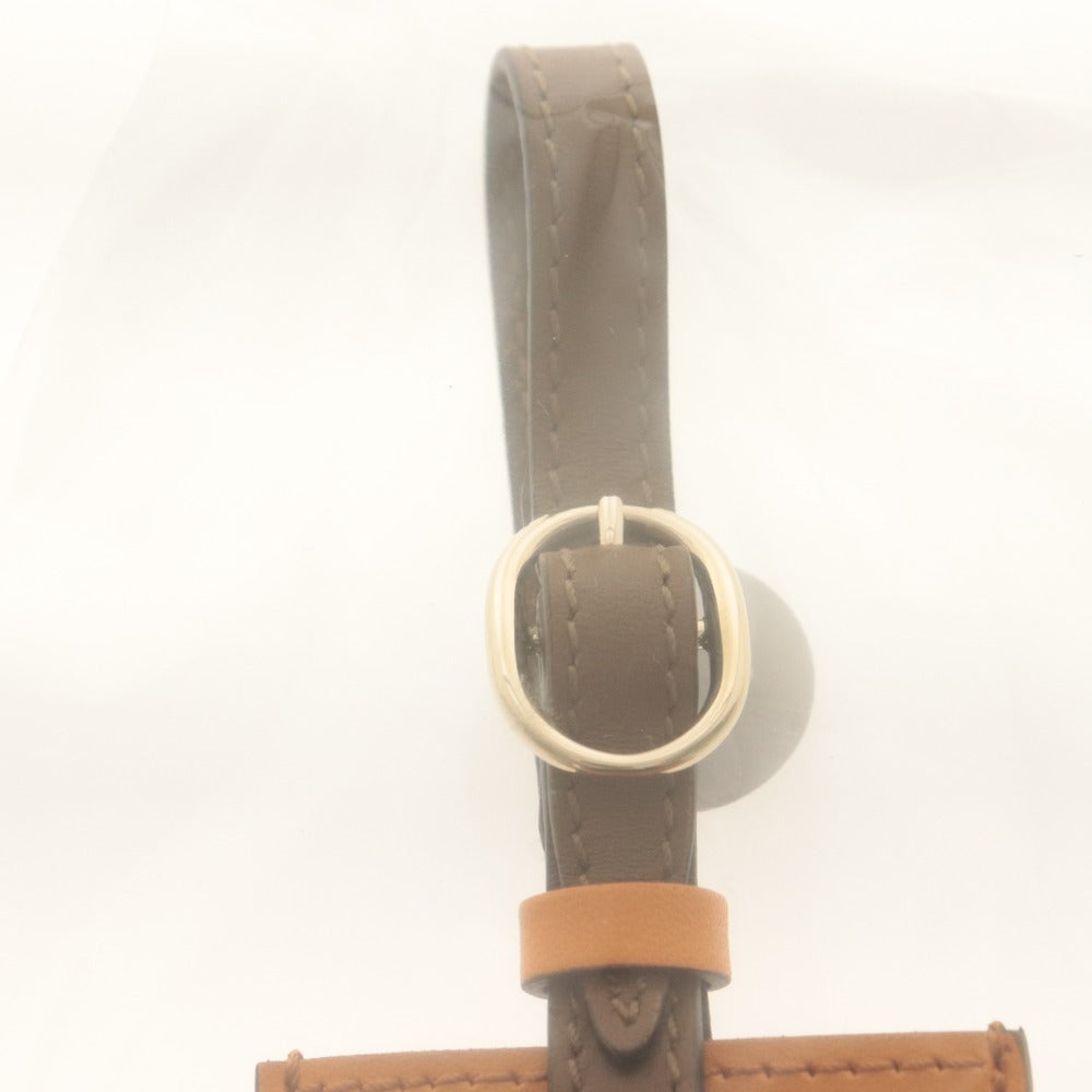 ■ GUCCI Name Tag Novelty Not for Sale Horse Gold Leather Orange Brownish Box Included Unused Unopened