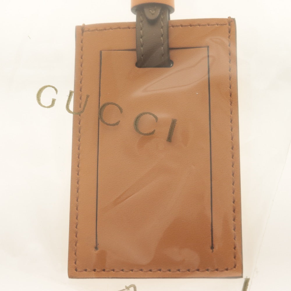 ■ GUCCI Name Tag Novelty Not for Sale Horse Gold Leather Orange Brownish Box Included Unused Unopened