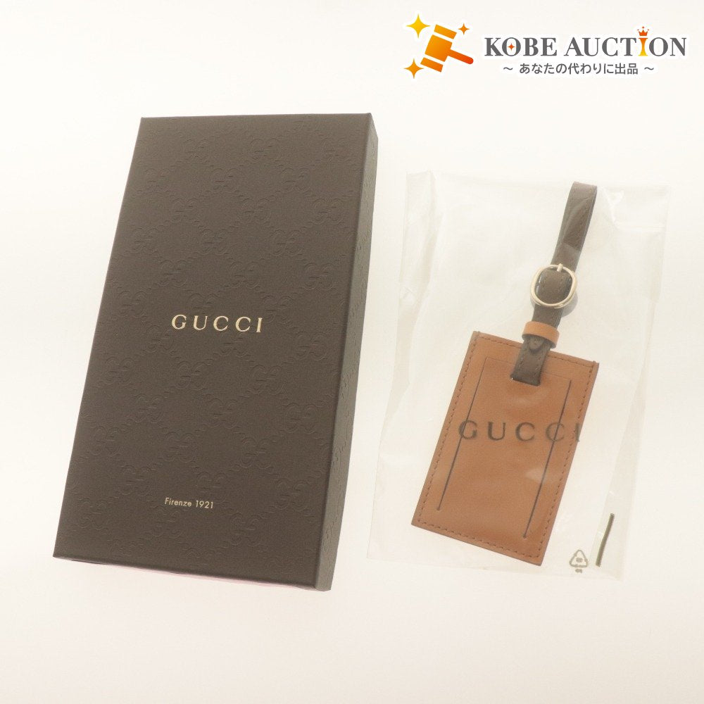 ■ GUCCI Name Tag Novelty Not For Sale Horse Gold Leather Orange Brownish Box Unused Unopened