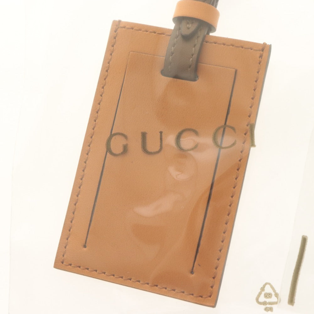 ■ GUCCI Name Tag Novelty Not For Sale Horse Gold Leather Orange Brownish Box Unused Unopened