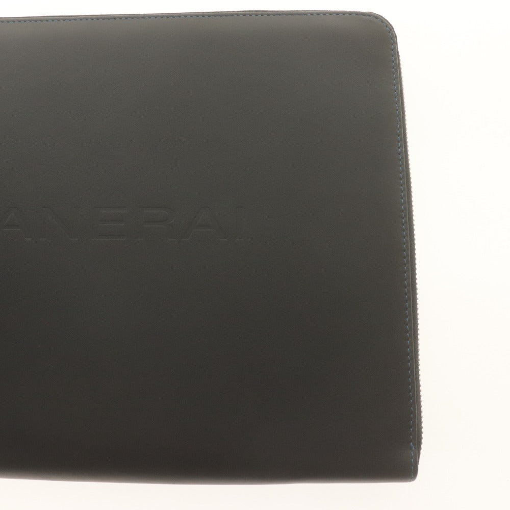 ■ OFFICINE PANERAI Document Case iPad Case Clutch Leather A4 Novelty Black with Box Unused