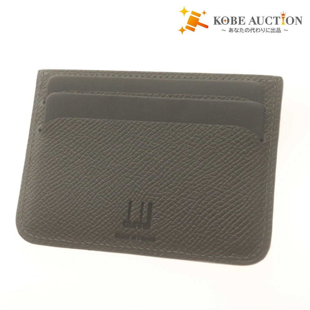 ■ Dunhill Card Case Pass Case Bourdon Business Card Holder Calf Leather Dark Gray Sumikuro-kei With Box Unused